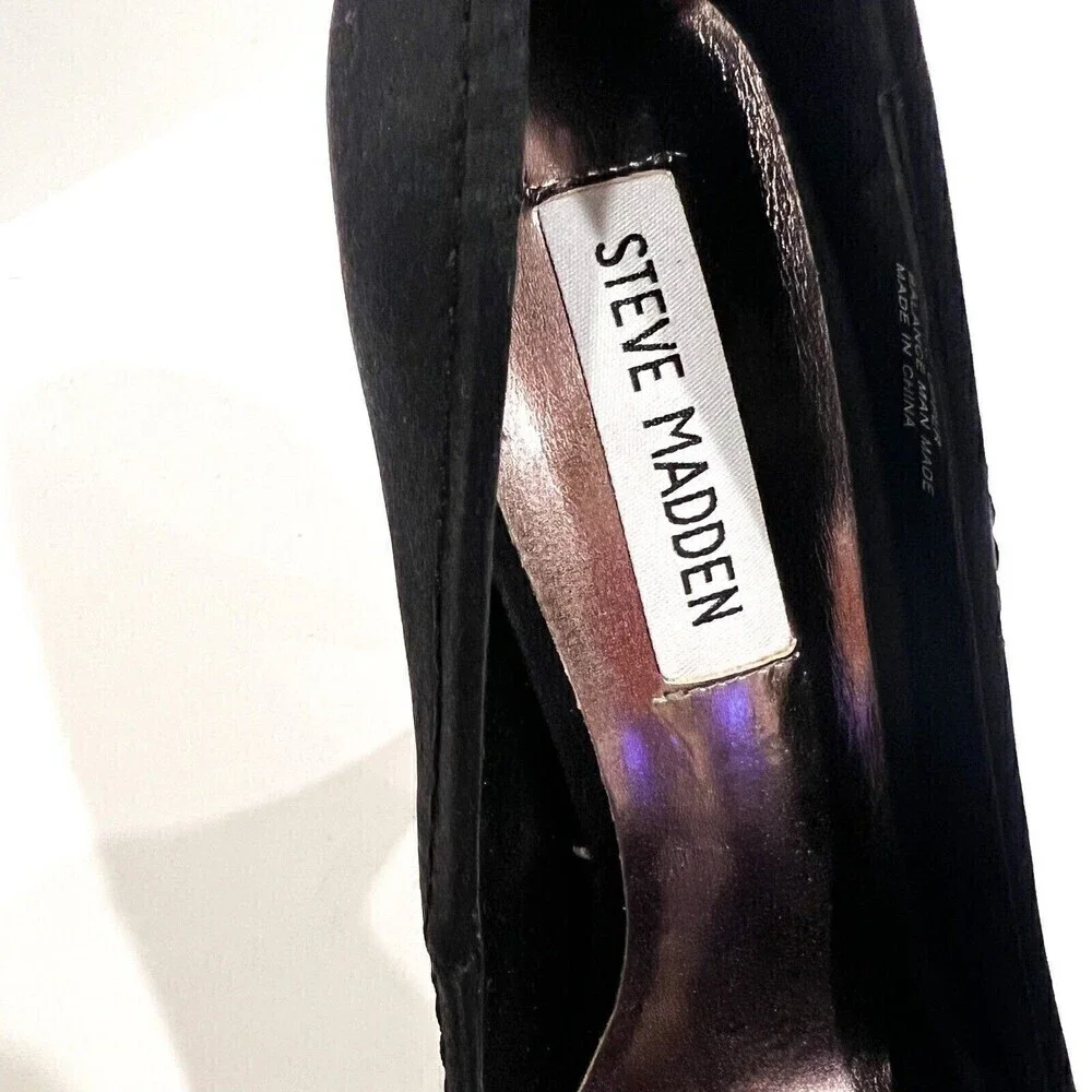 New Steve Madden Feelixx Black Satin Peep Toe Heel size 8